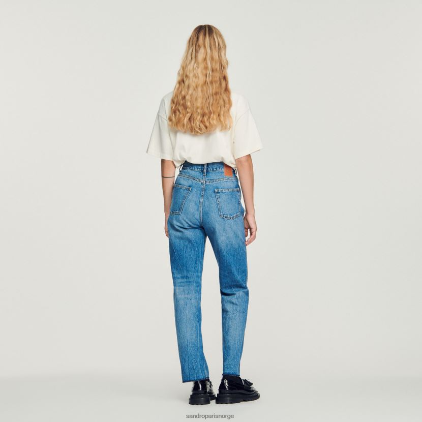 kvinner Sandro Paris blå jeans falmede jeans med rette ben klær 6FN4LH317