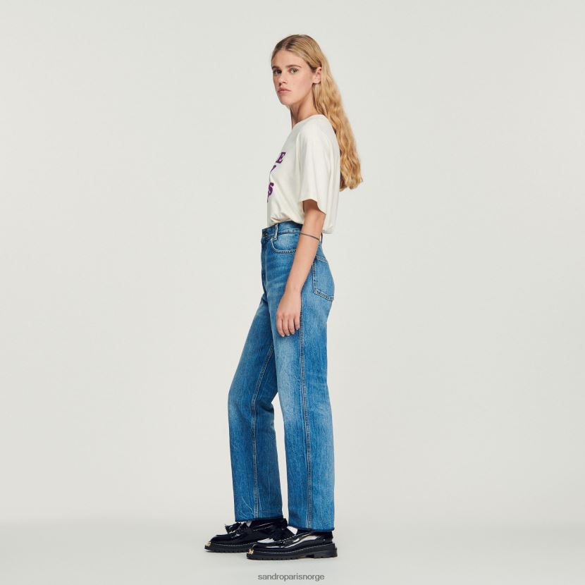 kvinner Sandro Paris blå jeans falmede jeans med rette ben klær 6FN4LH317