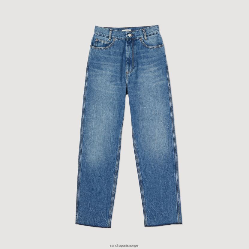 kvinner Sandro Paris blå jeans falmede jeans med rette ben klær 6FN4LH317