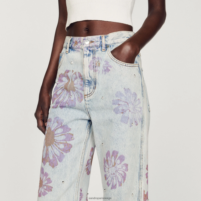 kvinner Sandro Paris blå jeans floral jeans klær 6FN4LH268