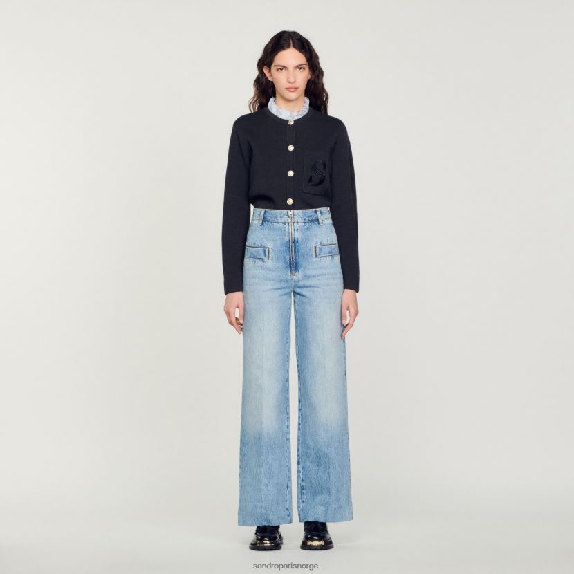 kvinner Sandro Paris blå jeans jeans med brede ben klær 6FN4LH183