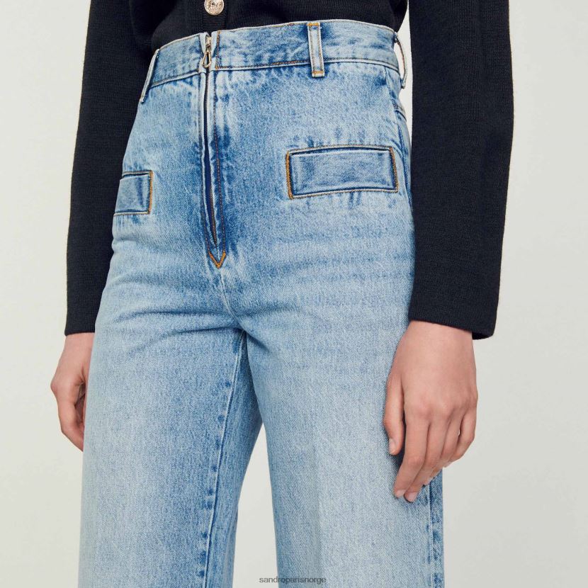 kvinner Sandro Paris blå jeans jeans med brede ben klær 6FN4LH183