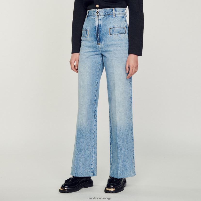kvinner Sandro Paris blå jeans jeans med brede ben klær 6FN4LH183