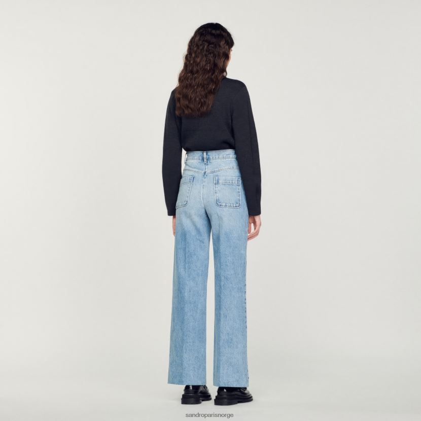 kvinner Sandro Paris blå jeans jeans med brede ben klær 6FN4LH183