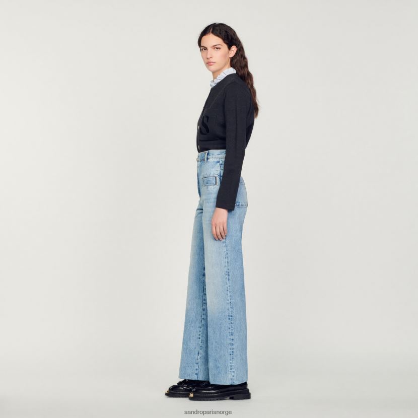 kvinner Sandro Paris blå jeans jeans med brede ben klær 6FN4LH183