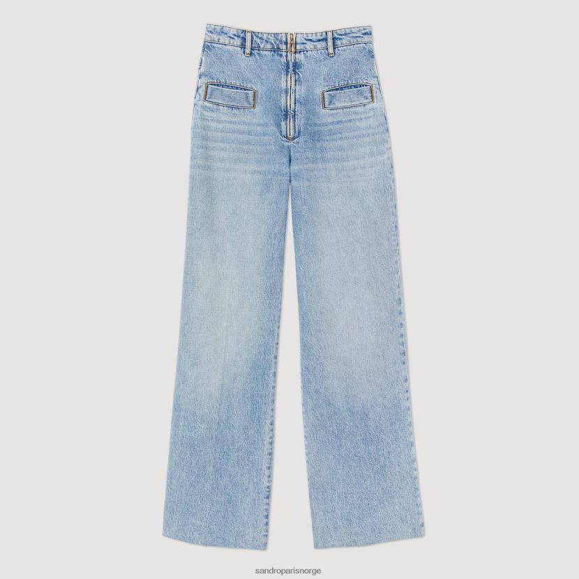 kvinner Sandro Paris blå jeans jeans med brede ben klær 6FN4LH183