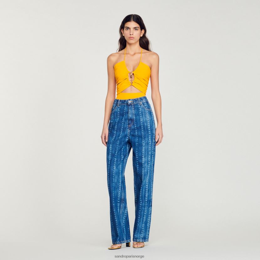 kvinner Sandro Paris blå jeans jeans med falmede mønstre klær 6FN4LH276