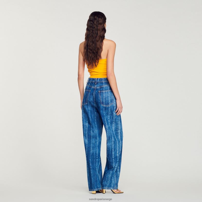 kvinner Sandro Paris blå jeans jeans med falmede mønstre klær 6FN4LH276