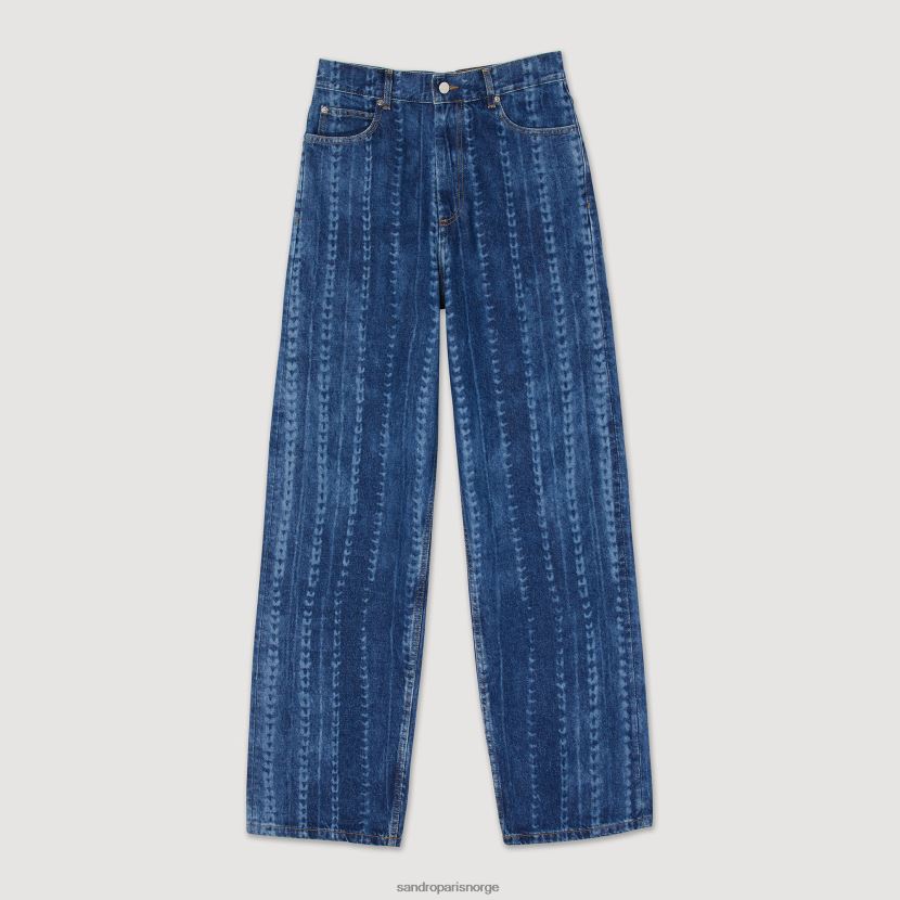 kvinner Sandro Paris blå jeans jeans med falmede mønstre klær 6FN4LH276