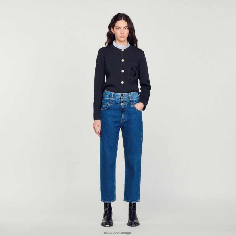 kvinner Sandro Paris blå trompe l'aeil mom jeans klær 6FN4LH167
