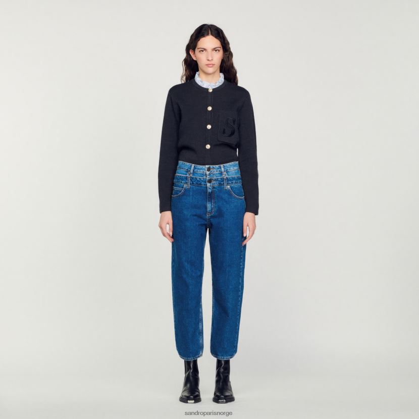 kvinner Sandro Paris blå trompe l'aeil mom jeans klær 6FN4LH167