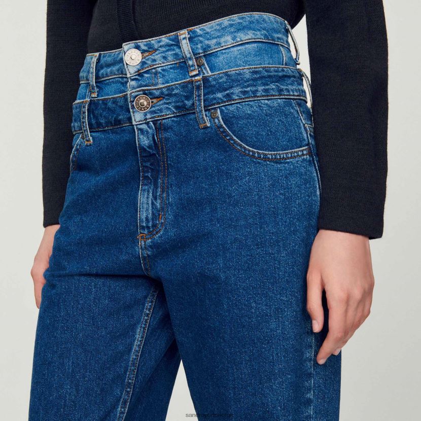 kvinner Sandro Paris blå trompe l'aeil mom jeans klær 6FN4LH167
