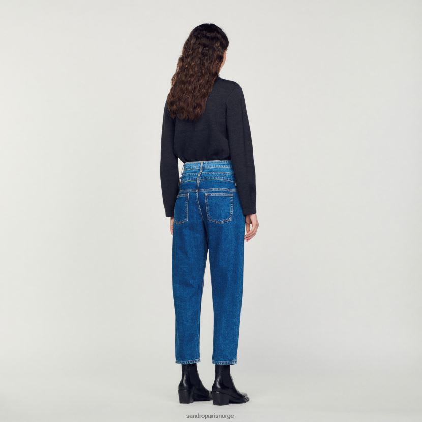 kvinner Sandro Paris blå trompe l'aeil mom jeans klær 6FN4LH167
