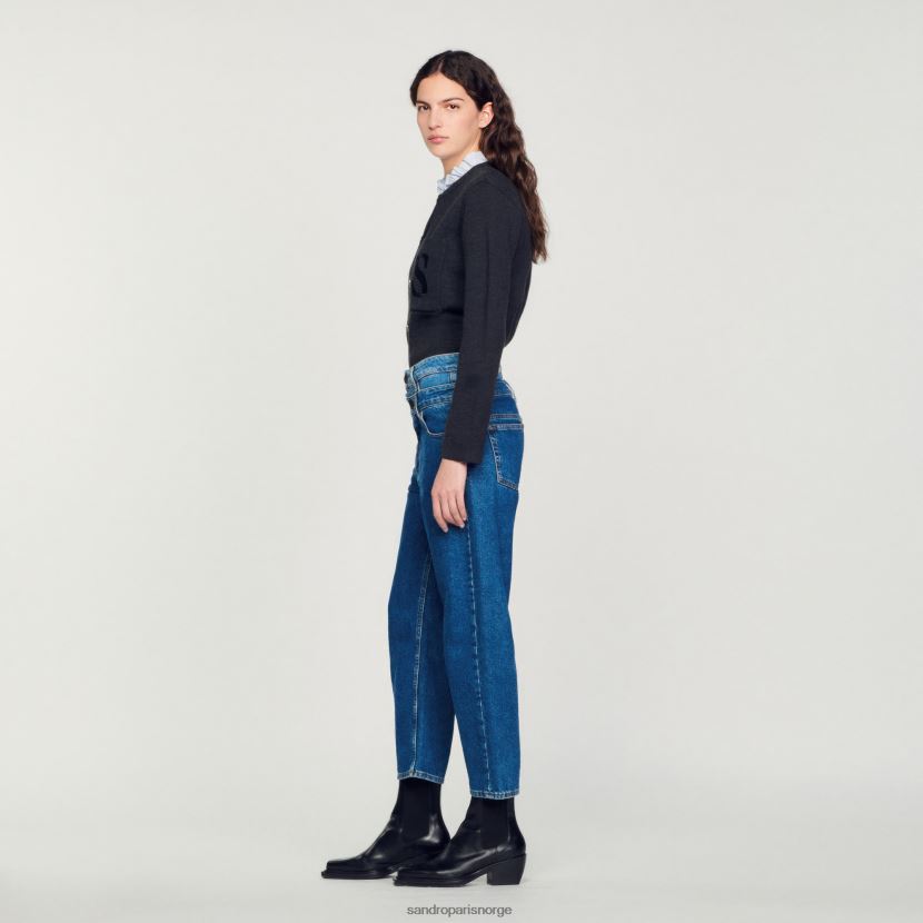 kvinner Sandro Paris blå trompe l'aeil mom jeans klær 6FN4LH167