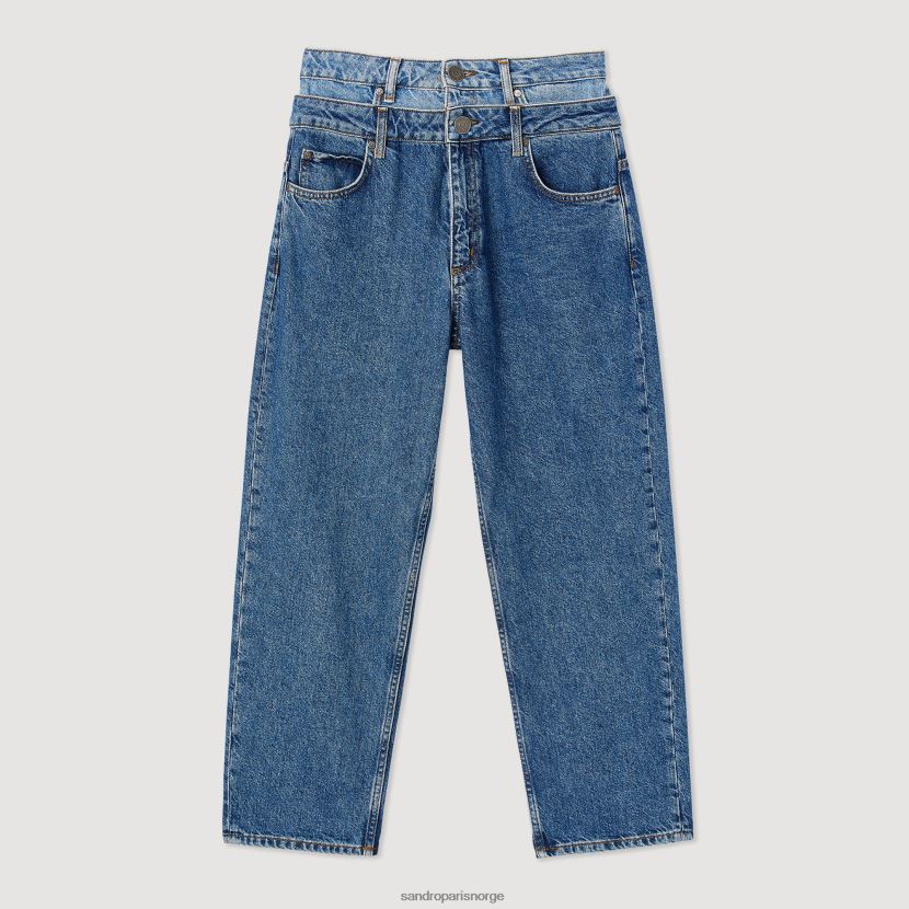 kvinner Sandro Paris blå trompe l'aeil mom jeans klær 6FN4LH167