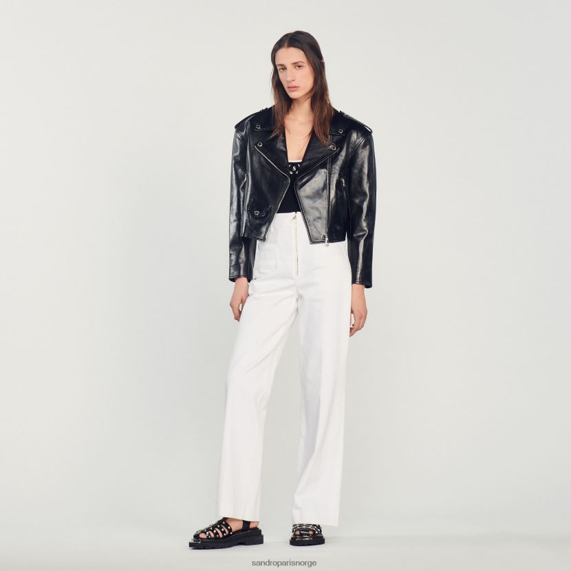 kvinner Sandro Paris hvit lerretsbukser med brede ben klær 6FN4LH274