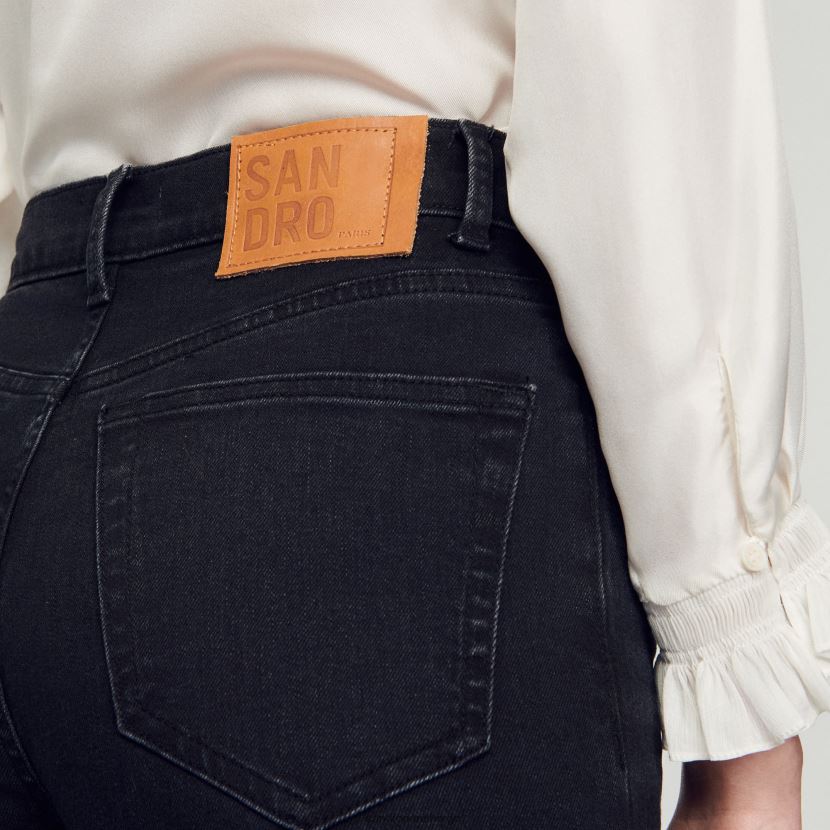 kvinner Sandro Paris svart jeans med rett snitt med rå kanter klær 6FN4LH158