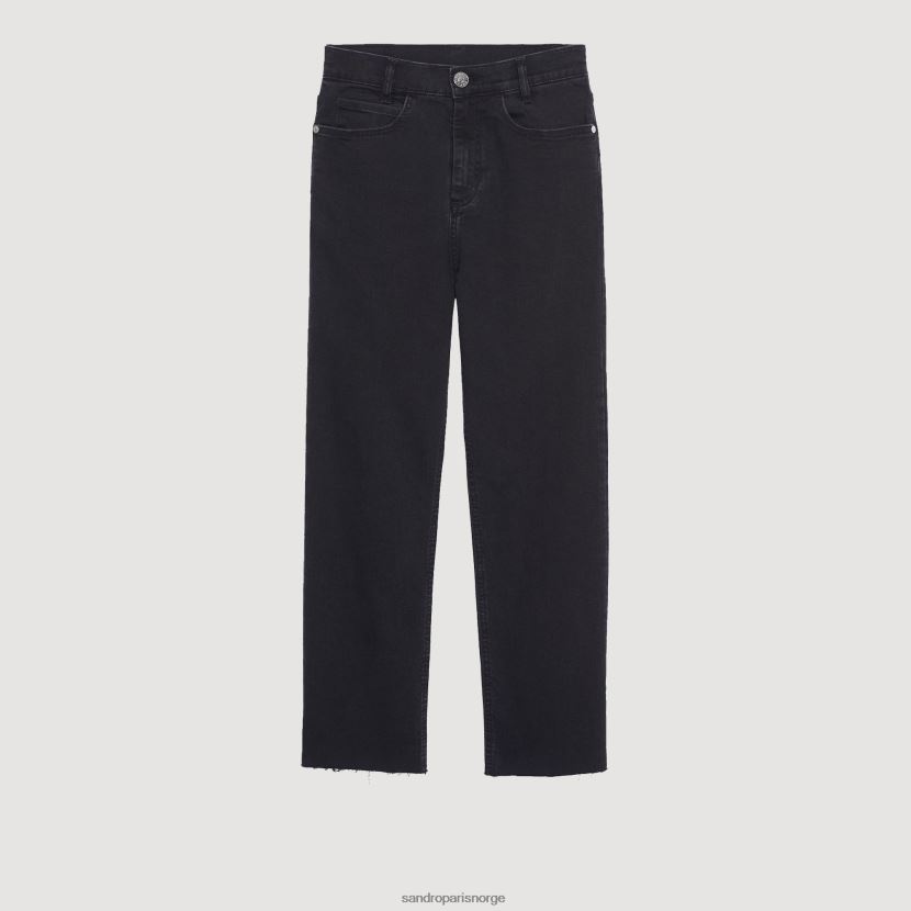 kvinner Sandro Paris svart jeans med rett snitt med rå kanter klær 6FN4LH158