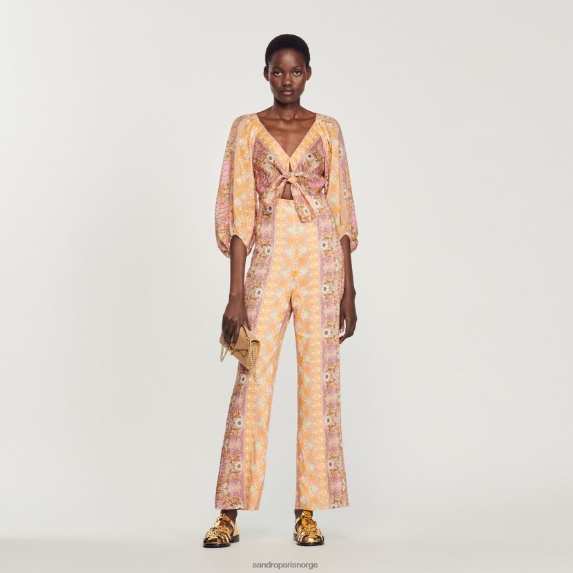 kvinner Sandro Paris beige jumpsuit med trykk klær 6FN4LH357