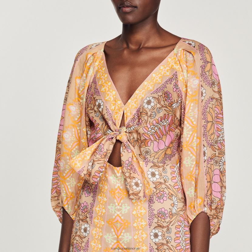 kvinner Sandro Paris beige jumpsuit med trykk klær 6FN4LH357