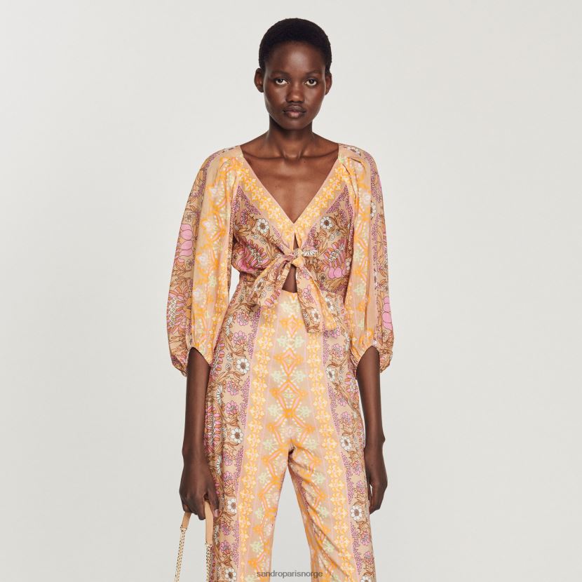 kvinner Sandro Paris beige jumpsuit med trykk klær 6FN4LH357