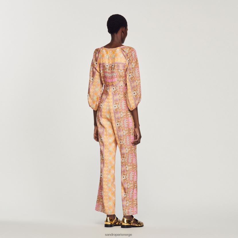 kvinner Sandro Paris beige jumpsuit med trykk klær 6FN4LH357
