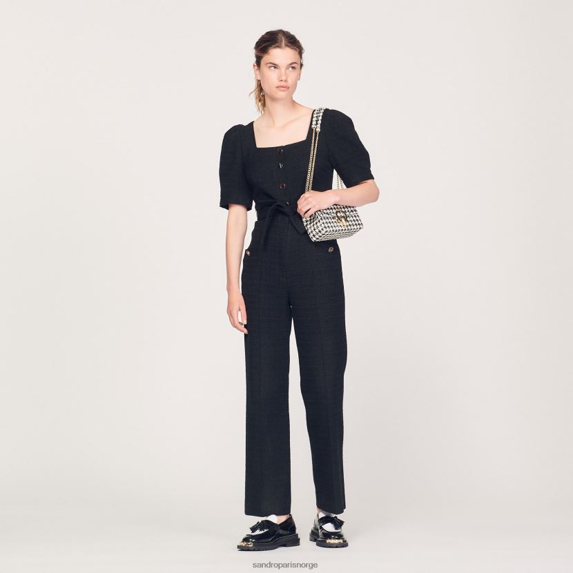 kvinner Sandro Paris svart jumpsuit i tweed klær 6FN4LH213