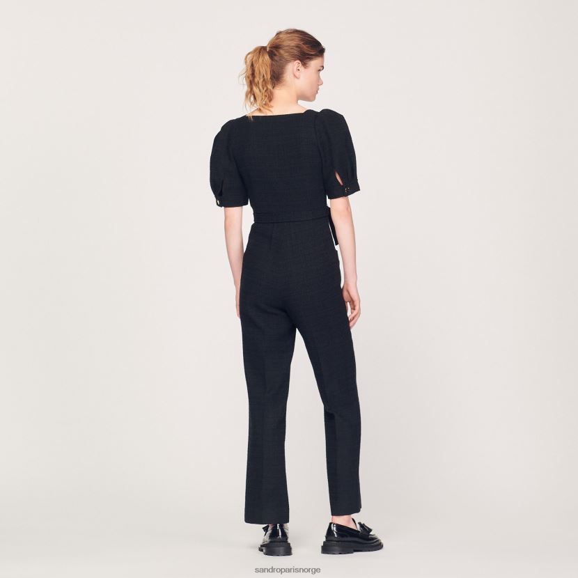 kvinner Sandro Paris svart jumpsuit i tweed klær 6FN4LH213