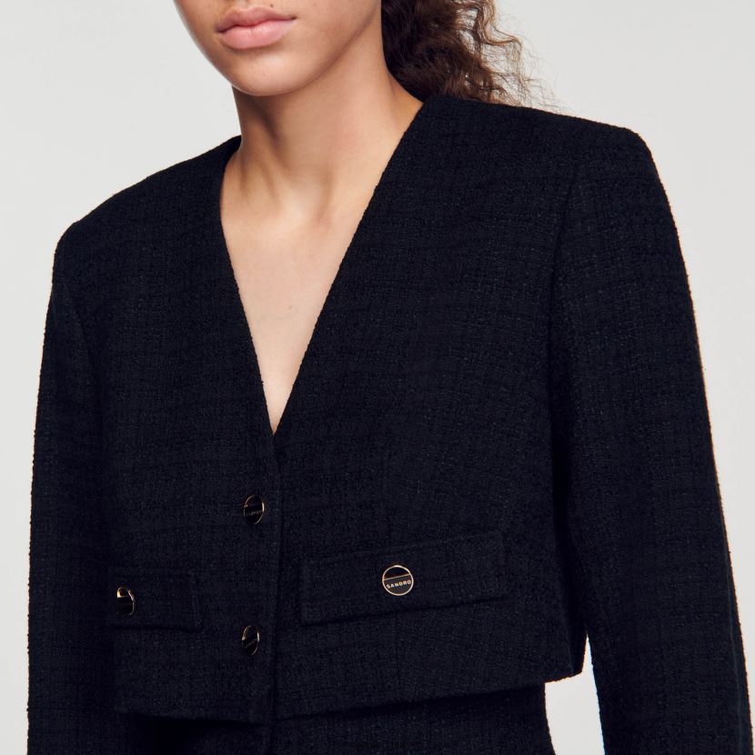 kvinner Sandro Paris svart tweed lekedress klær 6FN4LH143