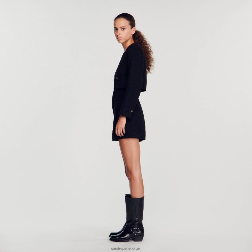 kvinner Sandro Paris svart tweed lekedress klær 6FN4LH143