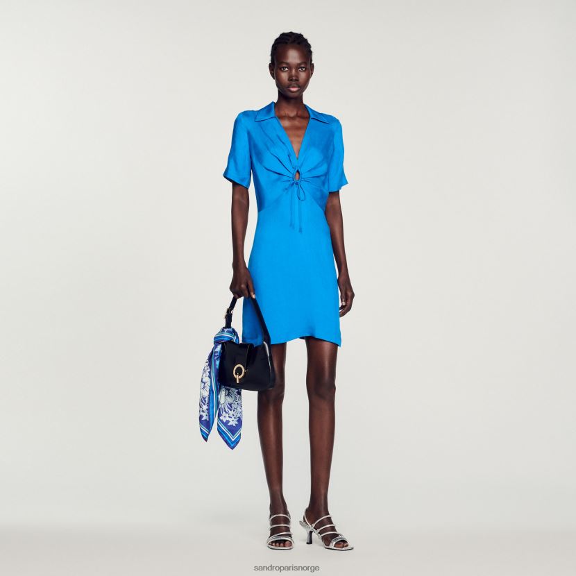 kvinner Sandro Paris blå kort kjole med knyting klær 6FN4LH328