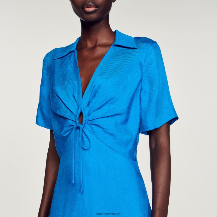 kvinner Sandro Paris blå kort kjole med knyting klær 6FN4LH328