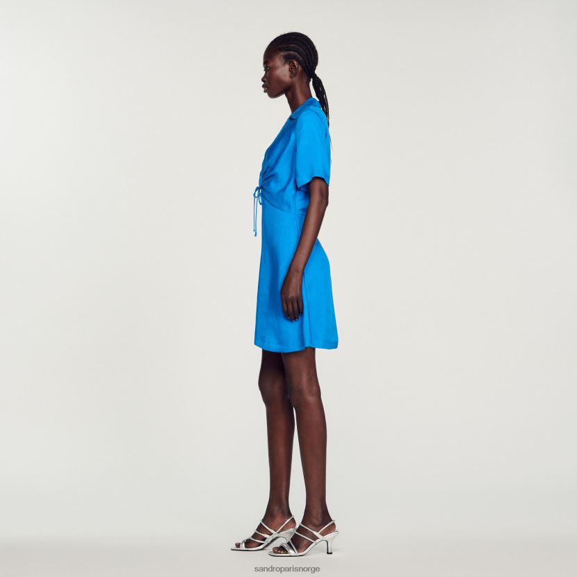 kvinner Sandro Paris blå kort kjole med knyting klær 6FN4LH328