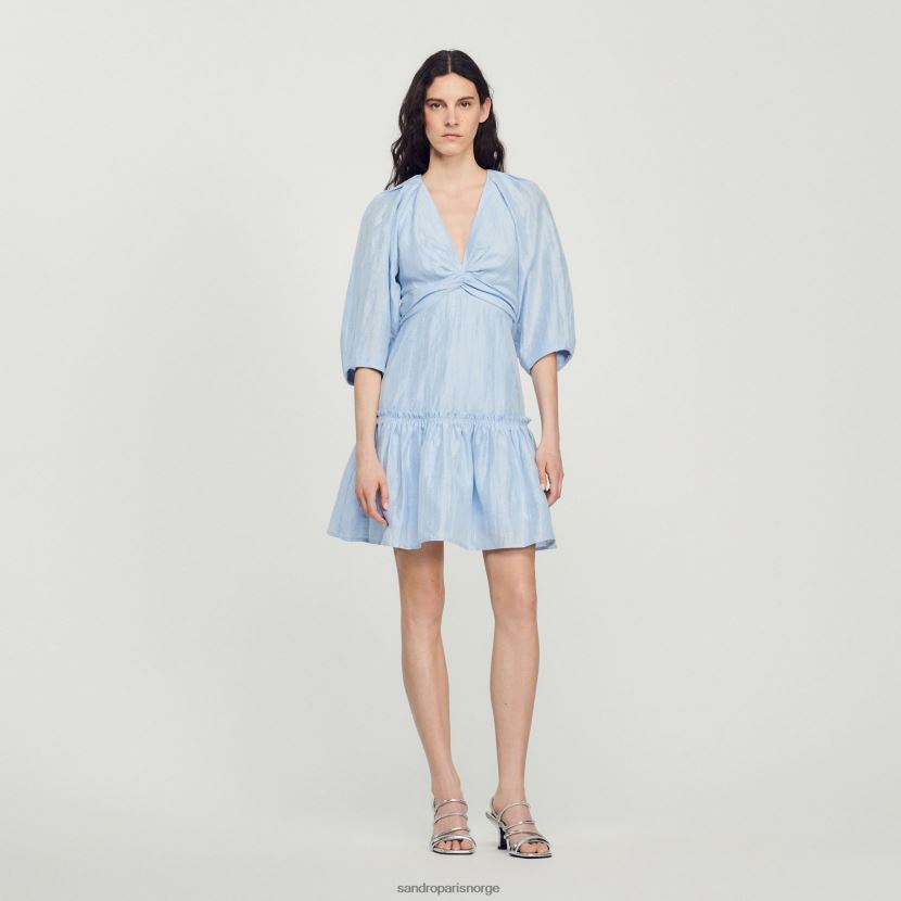 kvinner Sandro Paris blå kort rynket kjole klær 6FN4LH364