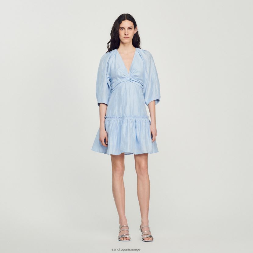 kvinner Sandro Paris blå kort rynket kjole klær 6FN4LH364