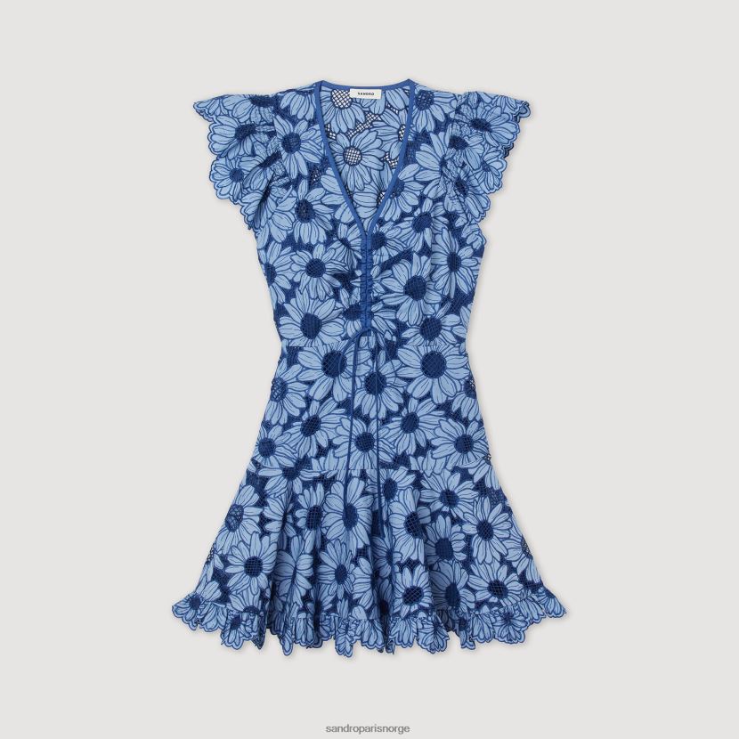 kvinner Sandro Paris blå tusenfryd guipure kjole klær 6FN4LH127