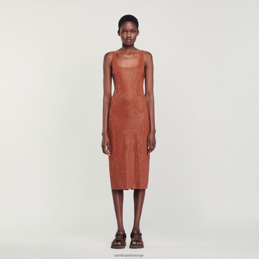 kvinner Sandro Paris brun rhinestone-pyntet kjole klær 6FN4LH15