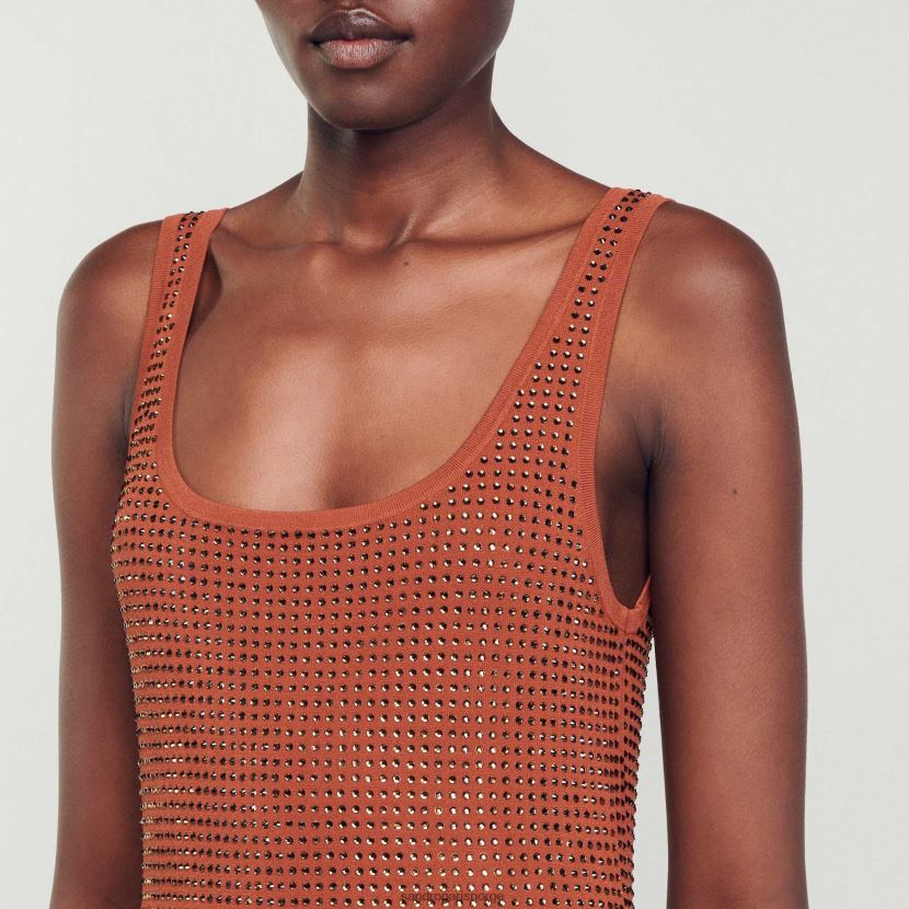 kvinner Sandro Paris brun rhinestone-pyntet kjole klær 6FN4LH15