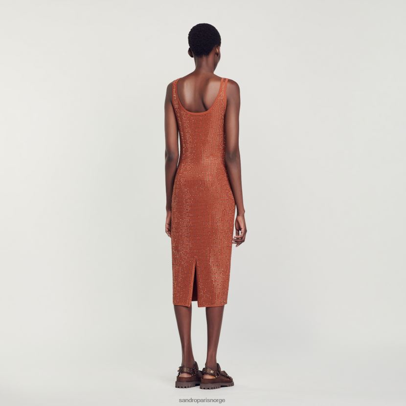 kvinner Sandro Paris brun rhinestone-pyntet kjole klær 6FN4LH15