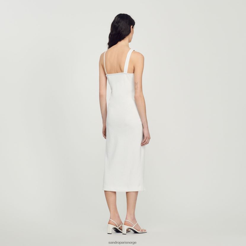 kvinner Sandro Paris ecru lang asymmetrisk kjole klær 6FN4LH394