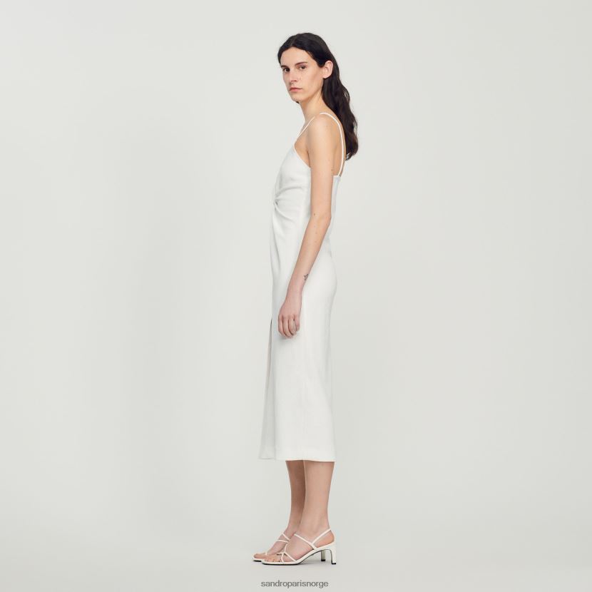 kvinner Sandro Paris ecru lang asymmetrisk kjole klær 6FN4LH394