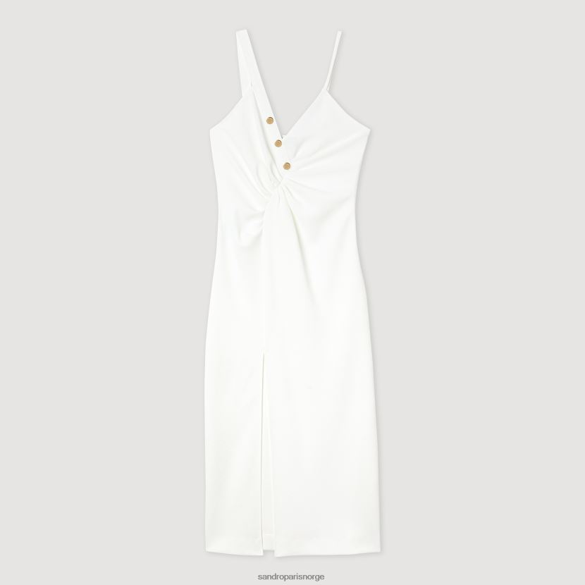 kvinner Sandro Paris ecru lang asymmetrisk kjole klær 6FN4LH394