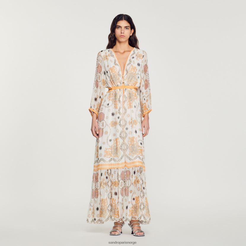 kvinner Sandro Paris ecru lang blomsterkjole klær 6FN4LH392
