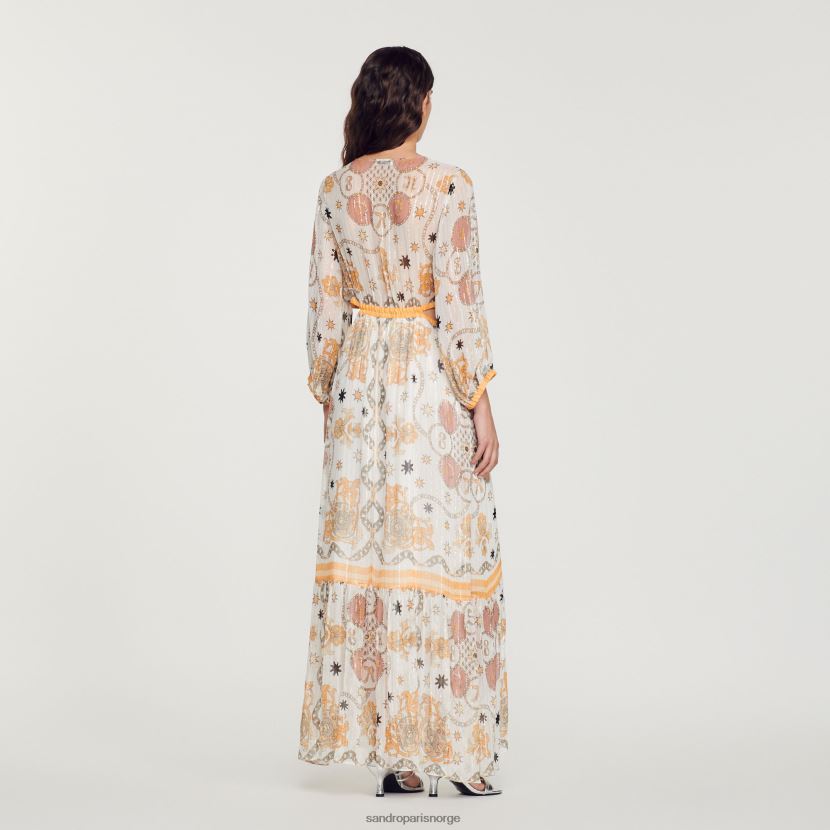 kvinner Sandro Paris ecru lang blomsterkjole klær 6FN4LH392