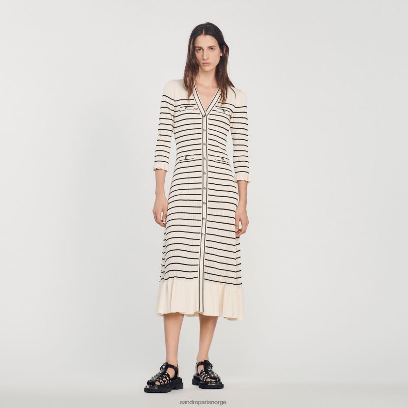 kvinner Sandro Paris ecru lang sjømannsstripet kjole klær 6FN4LH247