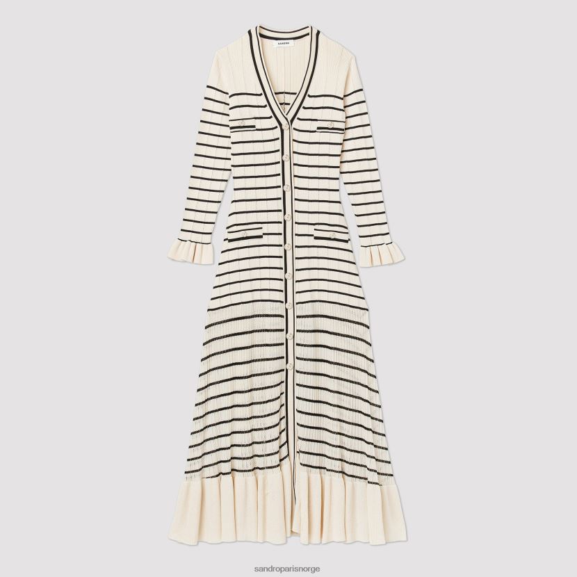 kvinner Sandro Paris ecru lang sjømannsstripet kjole klær 6FN4LH247