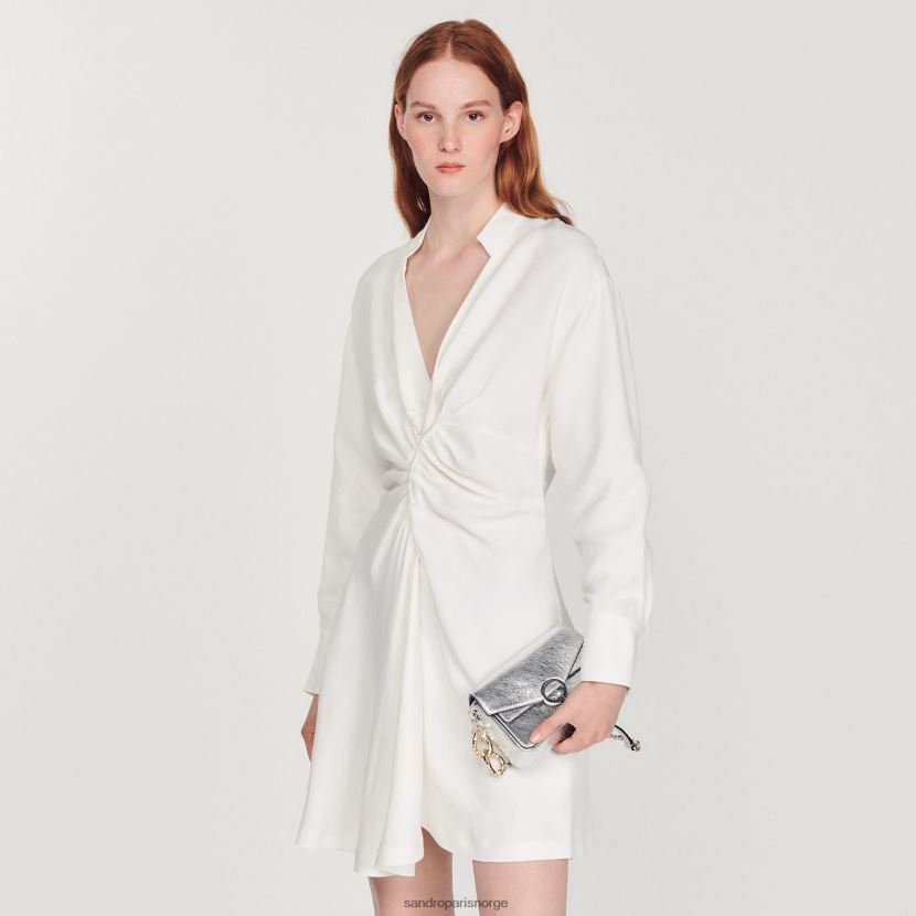 kvinner Sandro Paris ecru langermet kort kjole klær 6FN4LH253