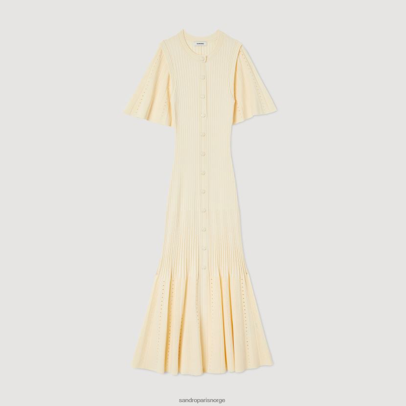 kvinner Sandro Paris ecru tofarget midi strikket kjole klær 6FN4LH5
