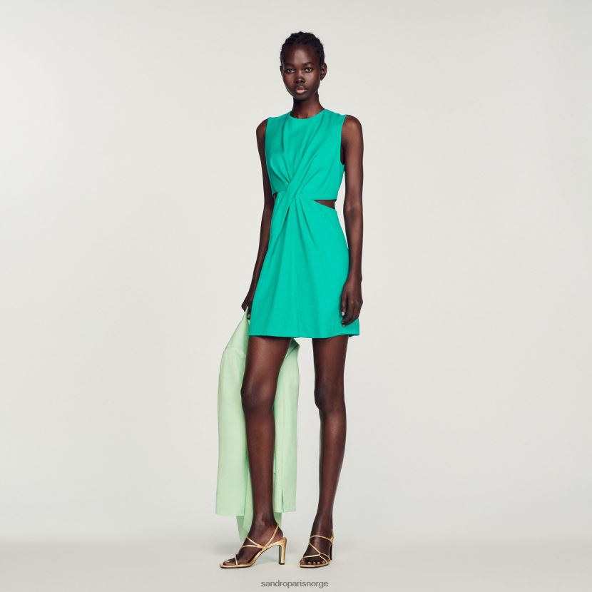 kvinner Sandro Paris emeuraude grønn kort kjole med utskjæringer klær 6FN4LH417