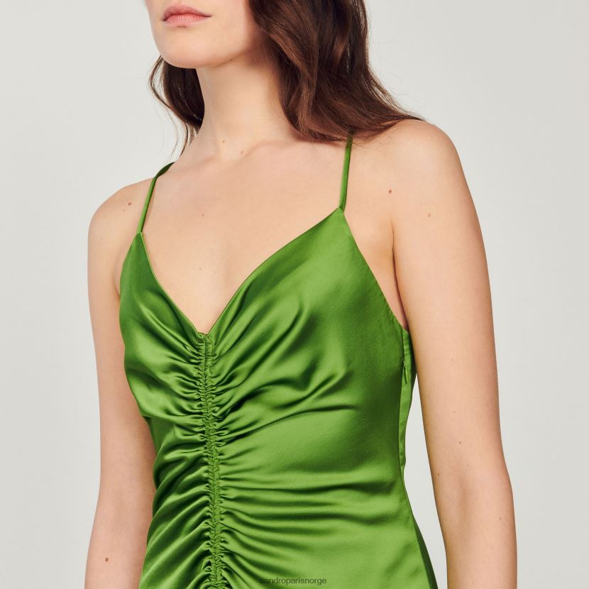 kvinner Sandro Paris emeuraude grønn lang flytende kjole klær 6FN4LH310